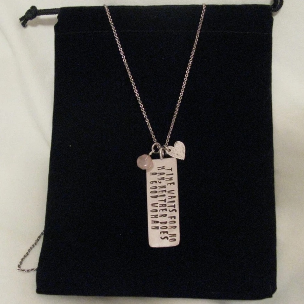 Alisa Michelle 'Time Waits for No Man' Silver & Rose Quartz Pendant Necklace